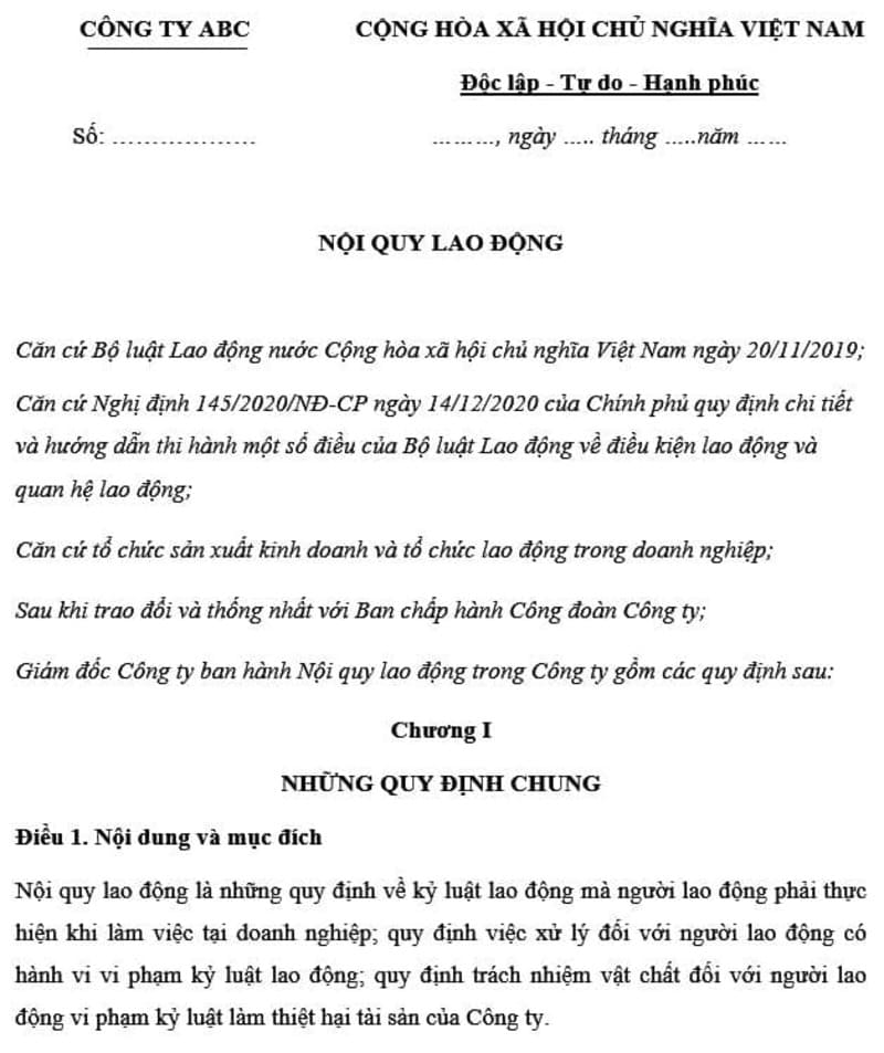 Xây Dựng và Thực Thi Nội Quy Lao Động và Nội Quy Văn Phòng Chuẩn Mực