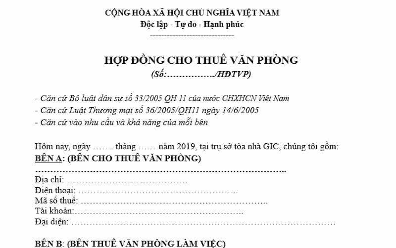 Hợp đồng cho thuê văn phòng