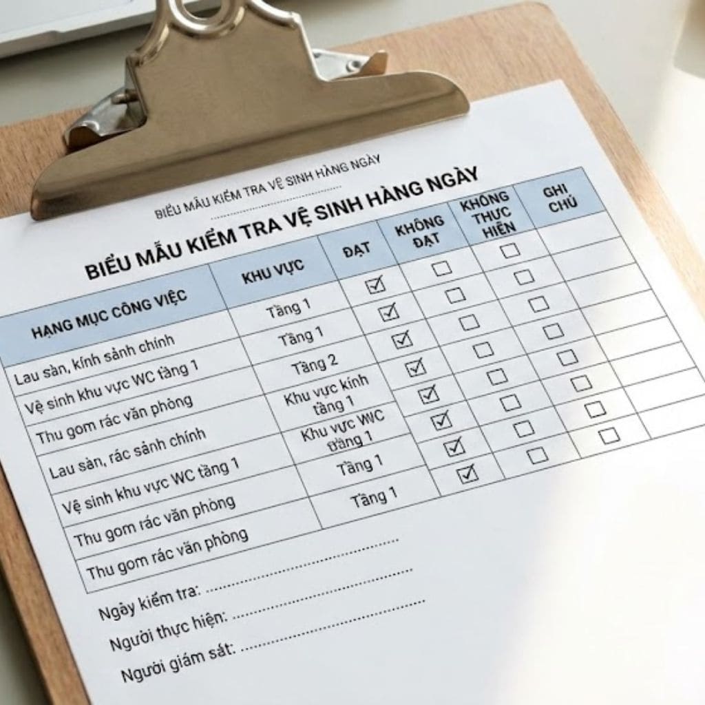 Biểu mẫu kiểm tra vệ sinh hàng ngày – Hướng dẫn & mẫu chi tiết nhất 2026 6 Biểu mẫu kiểm tra vệ sinh hàng ngày