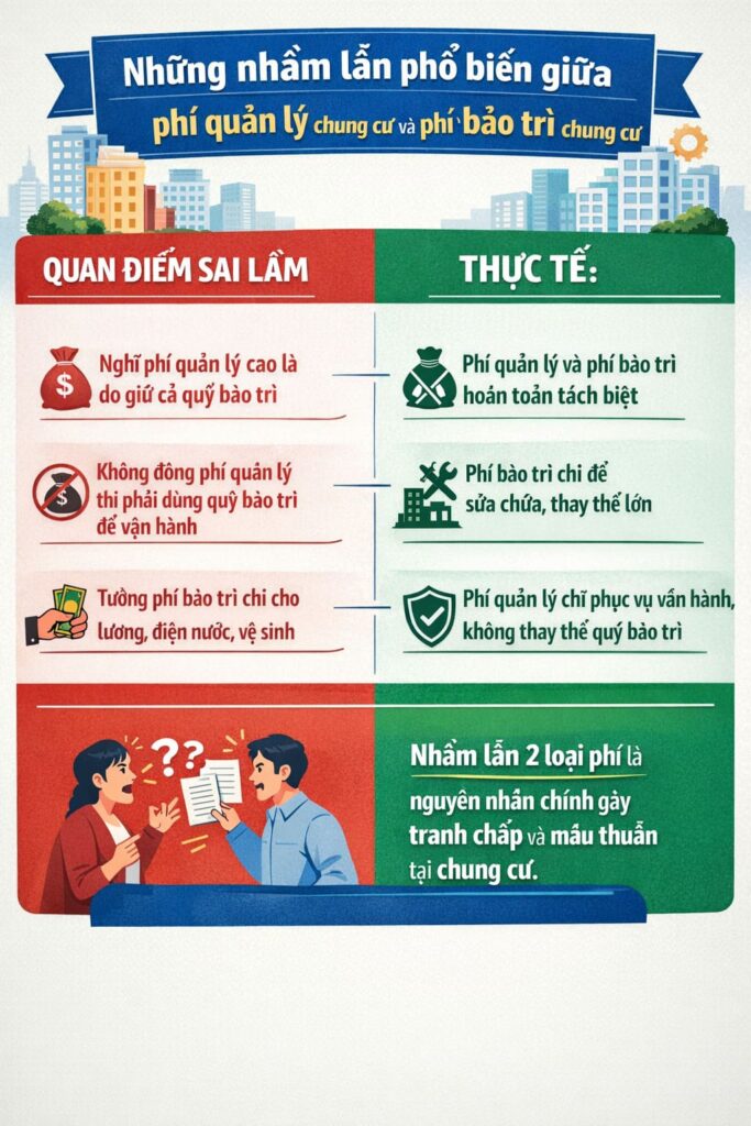 phân biệt phí quản lý chung cư và phí bảo trì chung cư