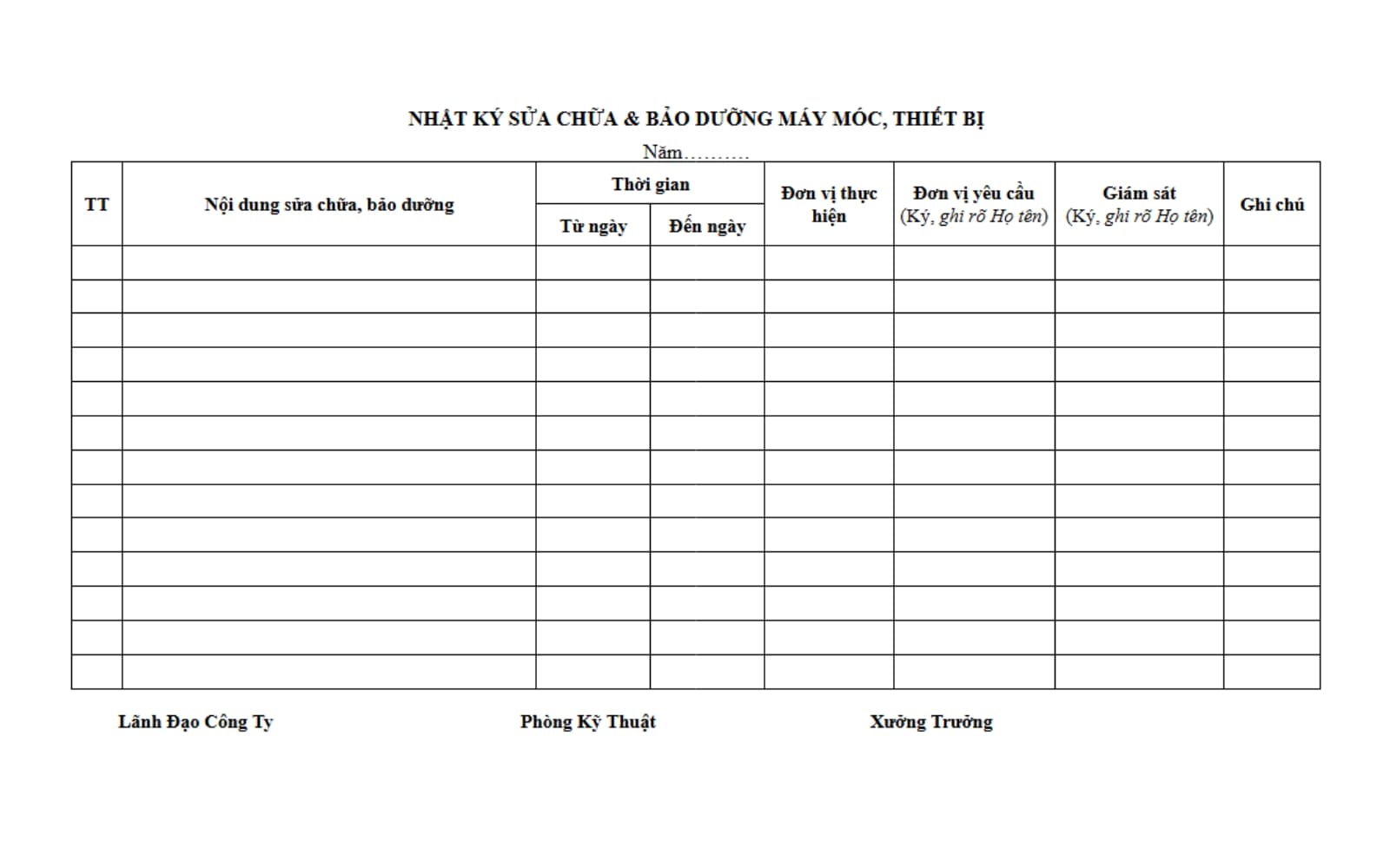 Báo Cáo Bảo Trì Thiết Bị